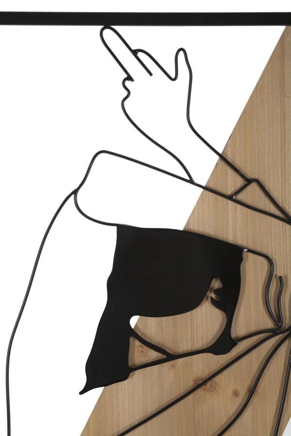Pannello da Muro Strip Ferro e Wood 50x2x90 cm in Ferro e MDF Nero e Marrone