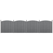 Recinzione frangivento/schermo per la privacy in legno composito WPC 4 pezzi semicircolare arrotondata 185 x 747 cm grigio 03_0000229