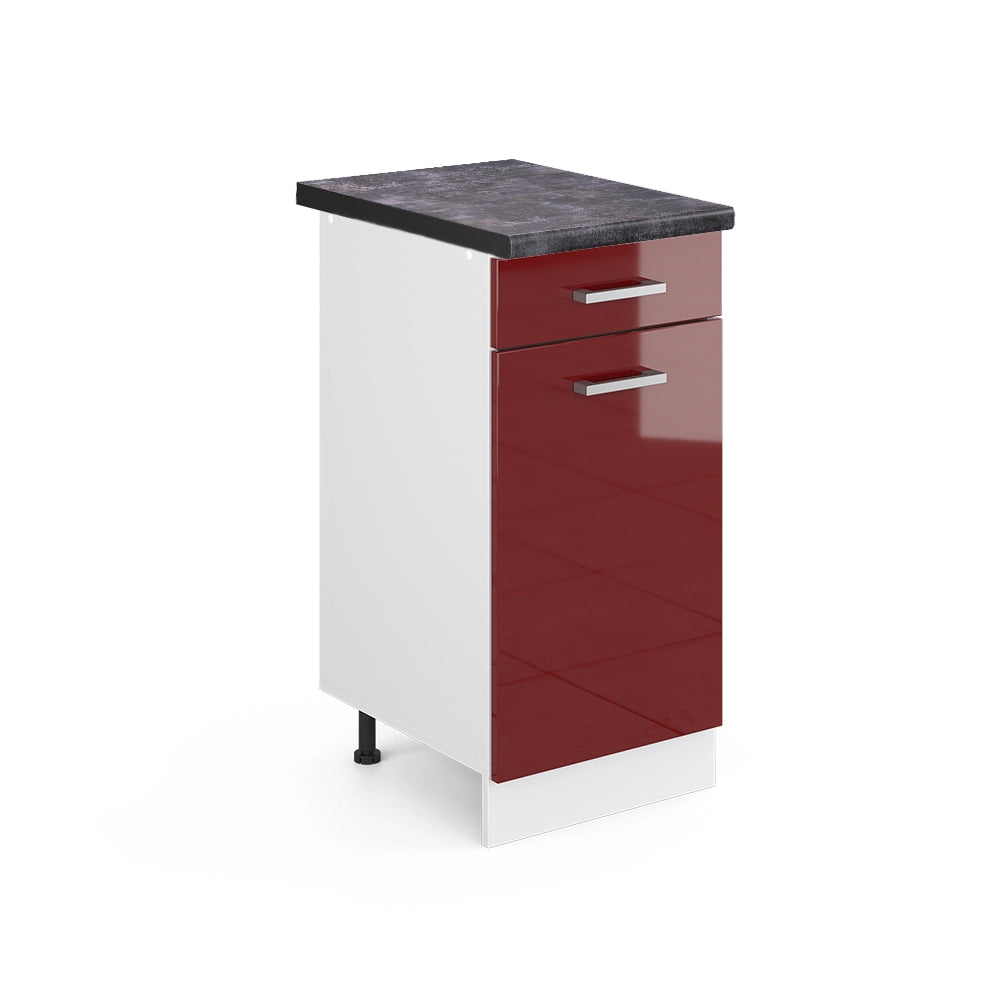 Mobiletto base per cucina R-Line Rosso lucido/Bianco 40 cm, PL Antracite Vicco