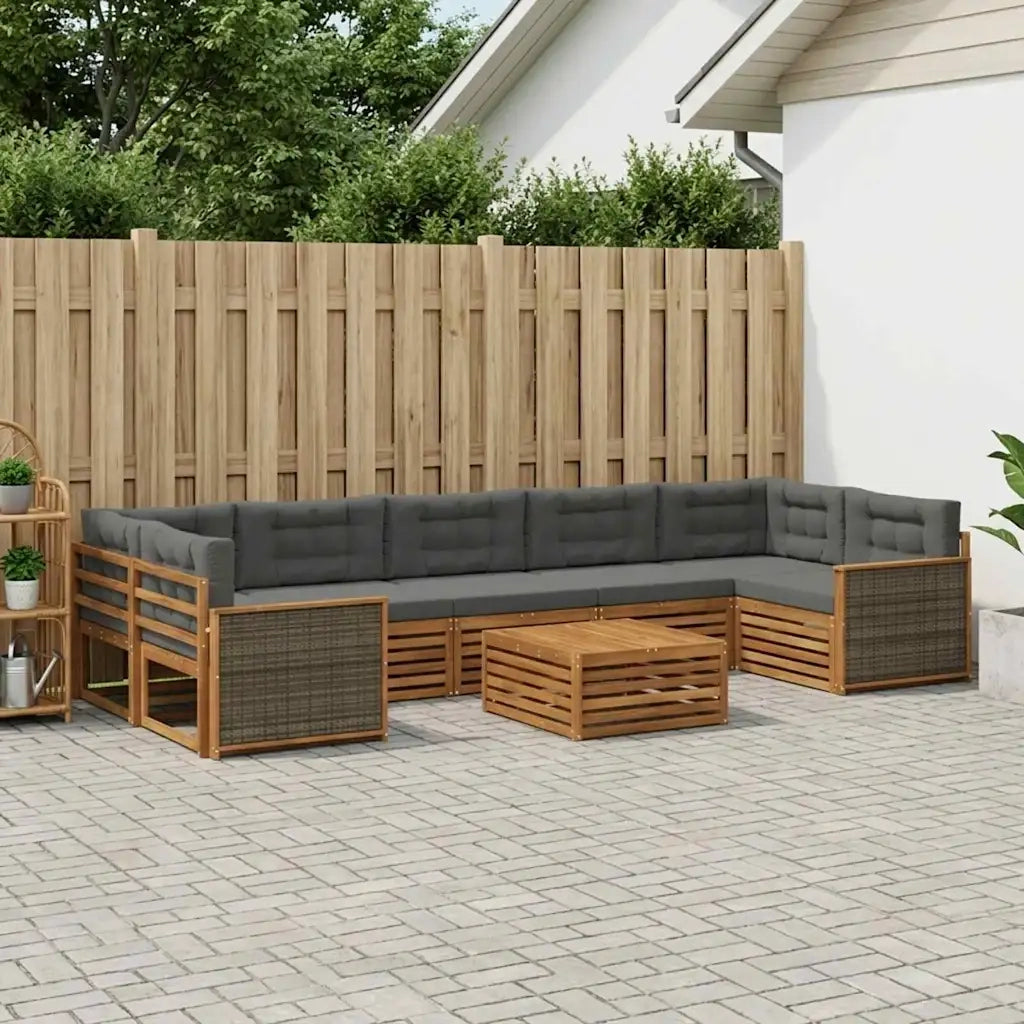 Set di divani da esterno con cuscino 8 pcs Naturale e Antracite 3383140