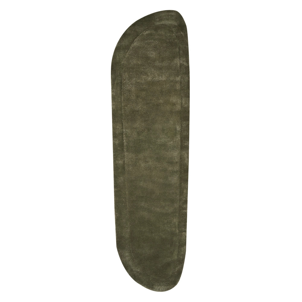 Tappeto verde scuro lana di viscosa 80 x 250 cm trapuntato a mano soggiorno