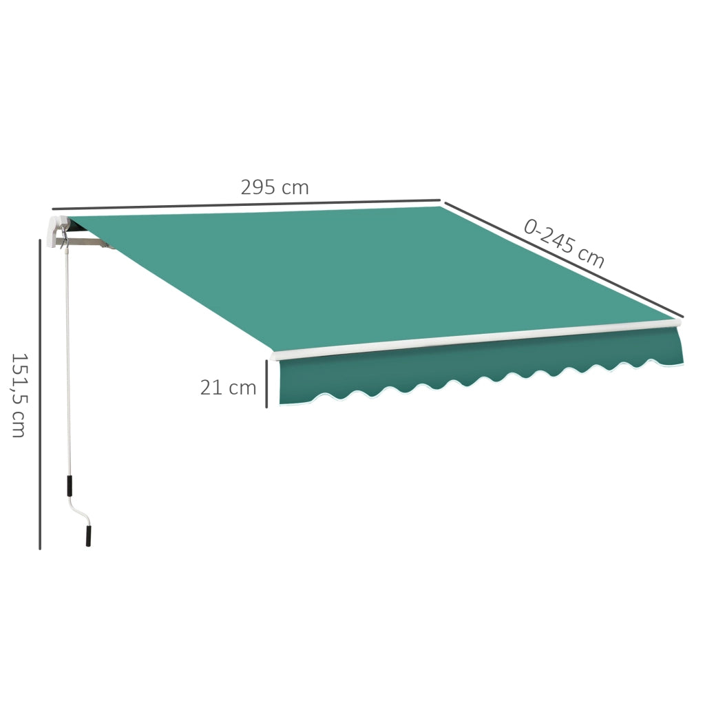 Toldo da Parete con Braccio Articolato ¨C Zephmum ¨C Verde 295x245 cm
