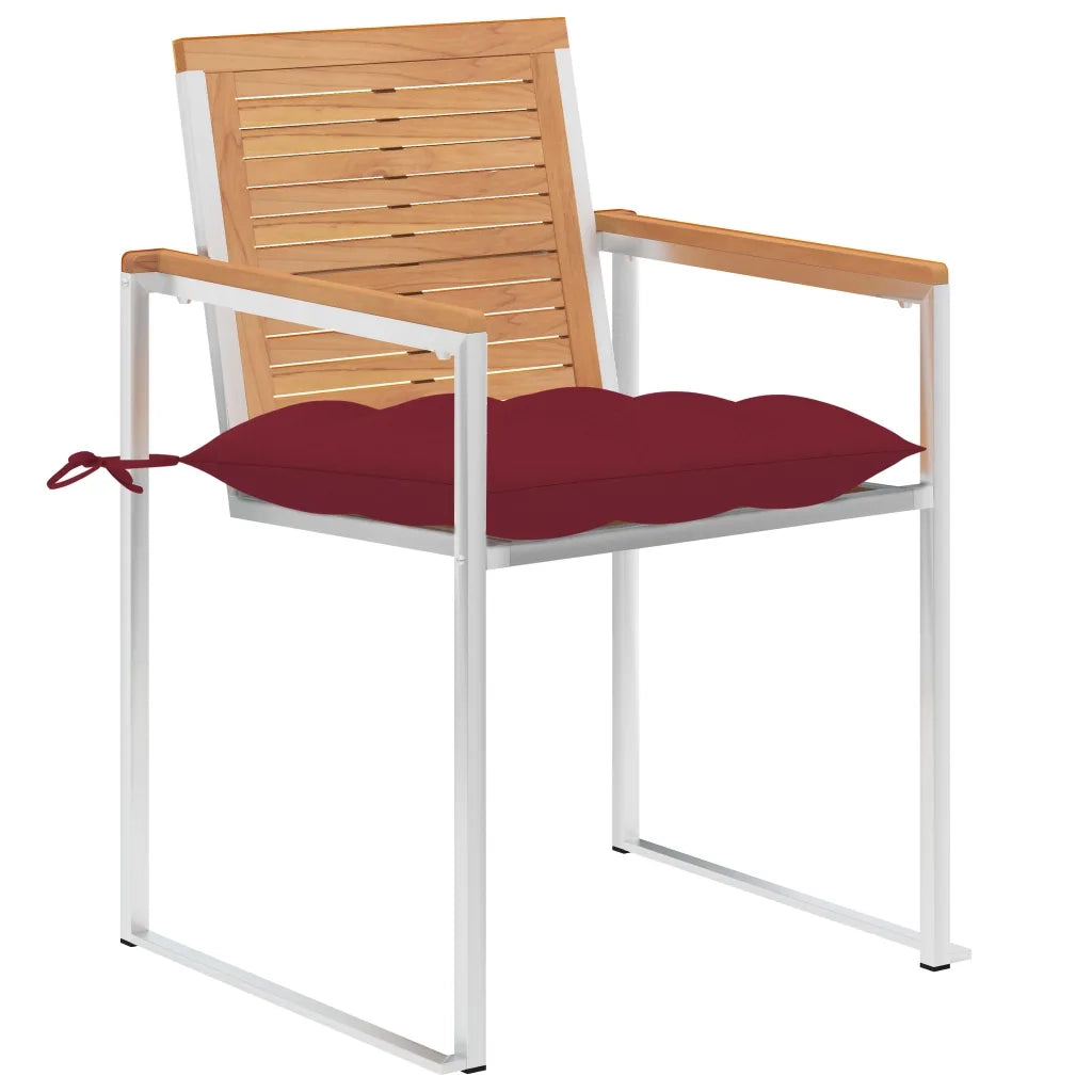 Sedie da Giardino 2 pz con Cuscini in Legno di Teak e Acciaio 3061539