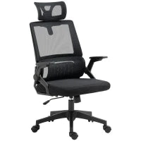 Sedia da Ufficio, Sedia da Scrivania, Sedia da Ufficio, Regolabile in Altezza, con Poggiatesta 58 x 61 x 119 cm, Nero