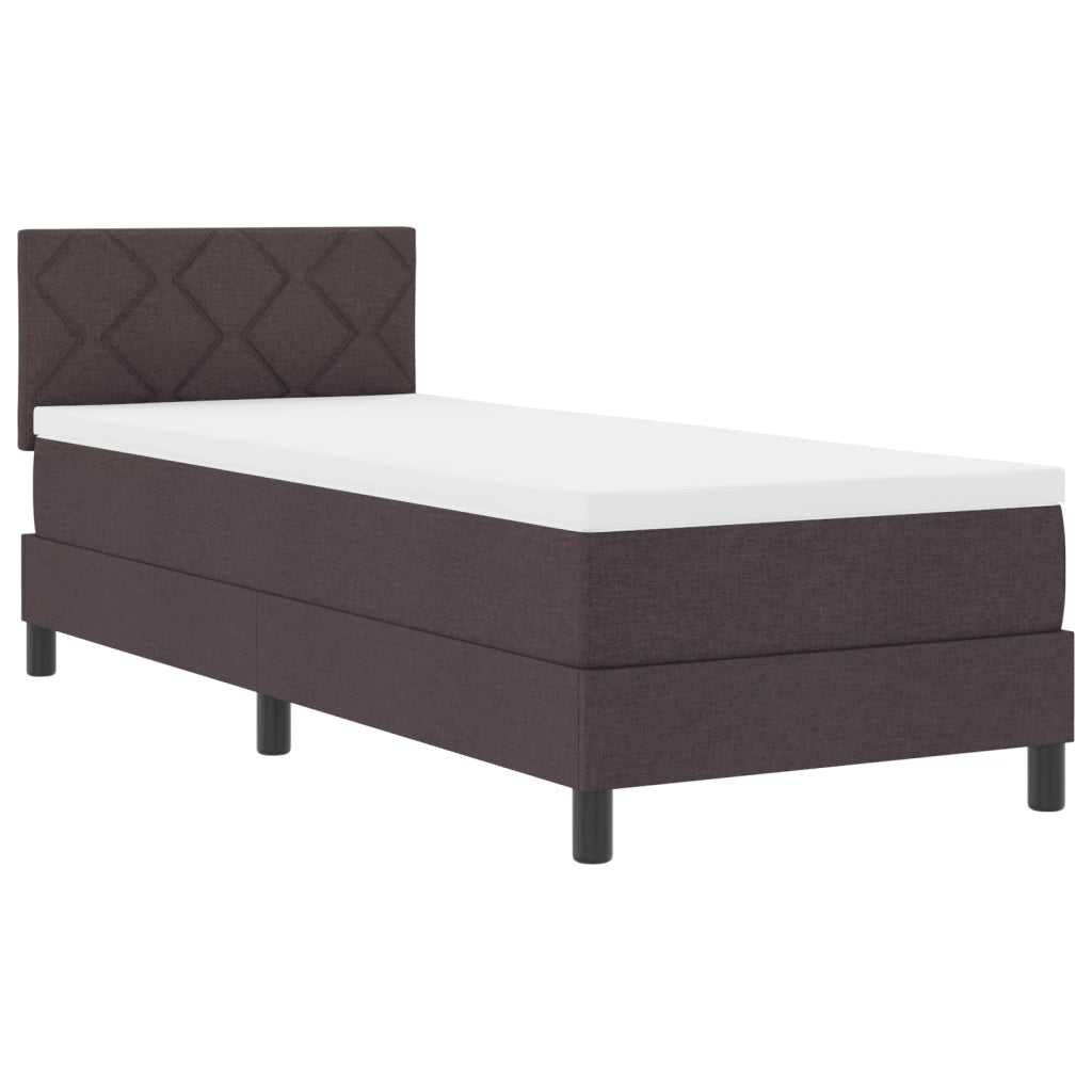 Letto a molle con materasso marrone scuro 80x200 cm tessuto