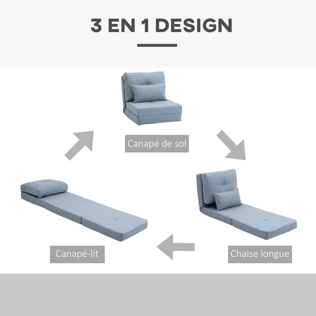Poltrona letto imbottita con cuscino e schienale regolabile ¨C zephmum ¨C blu