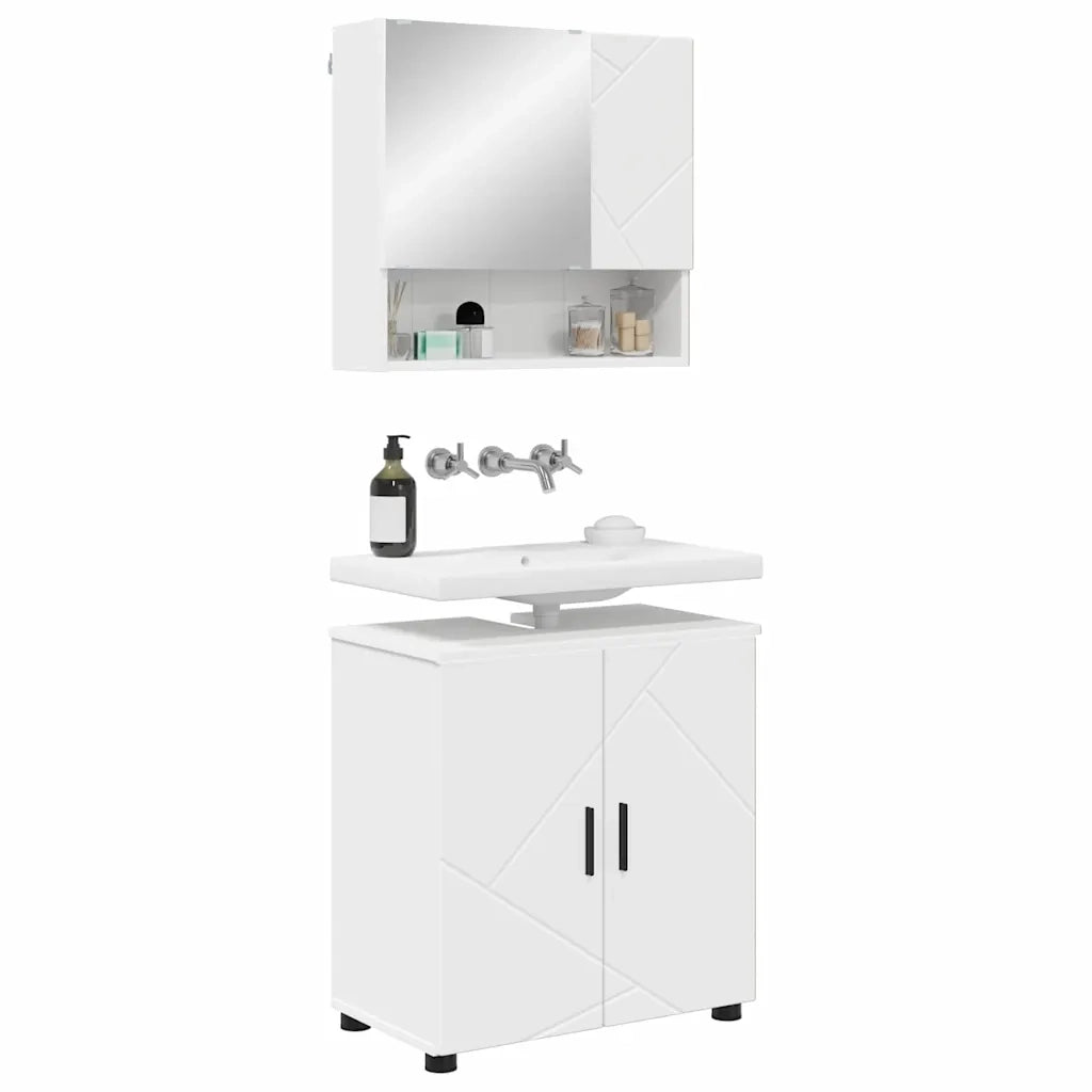 Set di mobili per il bagno Montaggio a parete 2 pcs Bianco