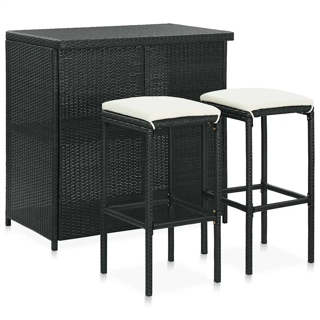 Set da Bar 3 pz in Polyrattan Nero