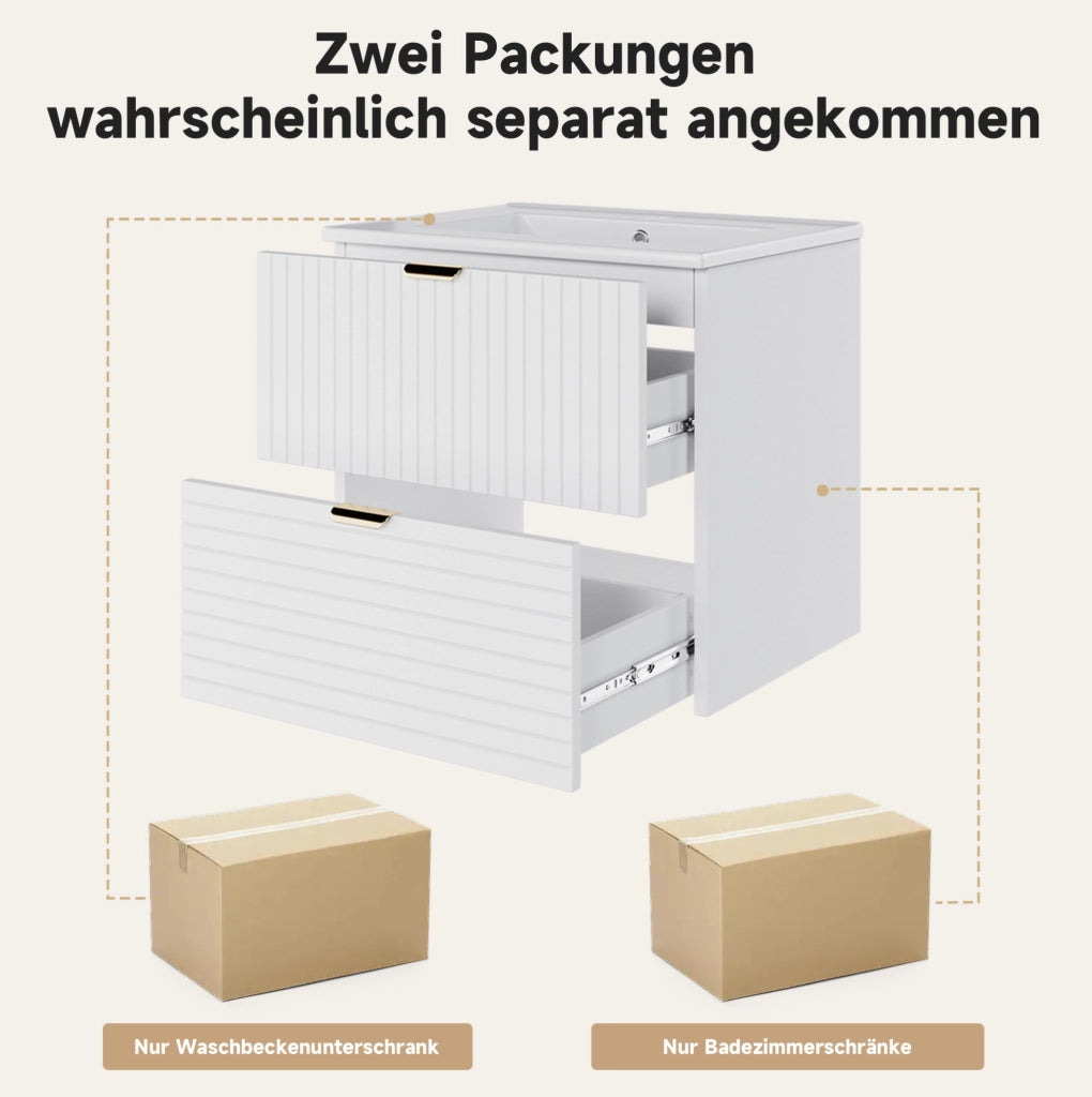 MOBILE BAGNO SOSPESO 61x46x57 cm MDF Bianco con lavabo in ceramica
