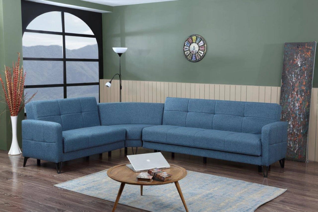 Apo, Divano Letto con Penisola Contenitore, 234x302 cm Nero