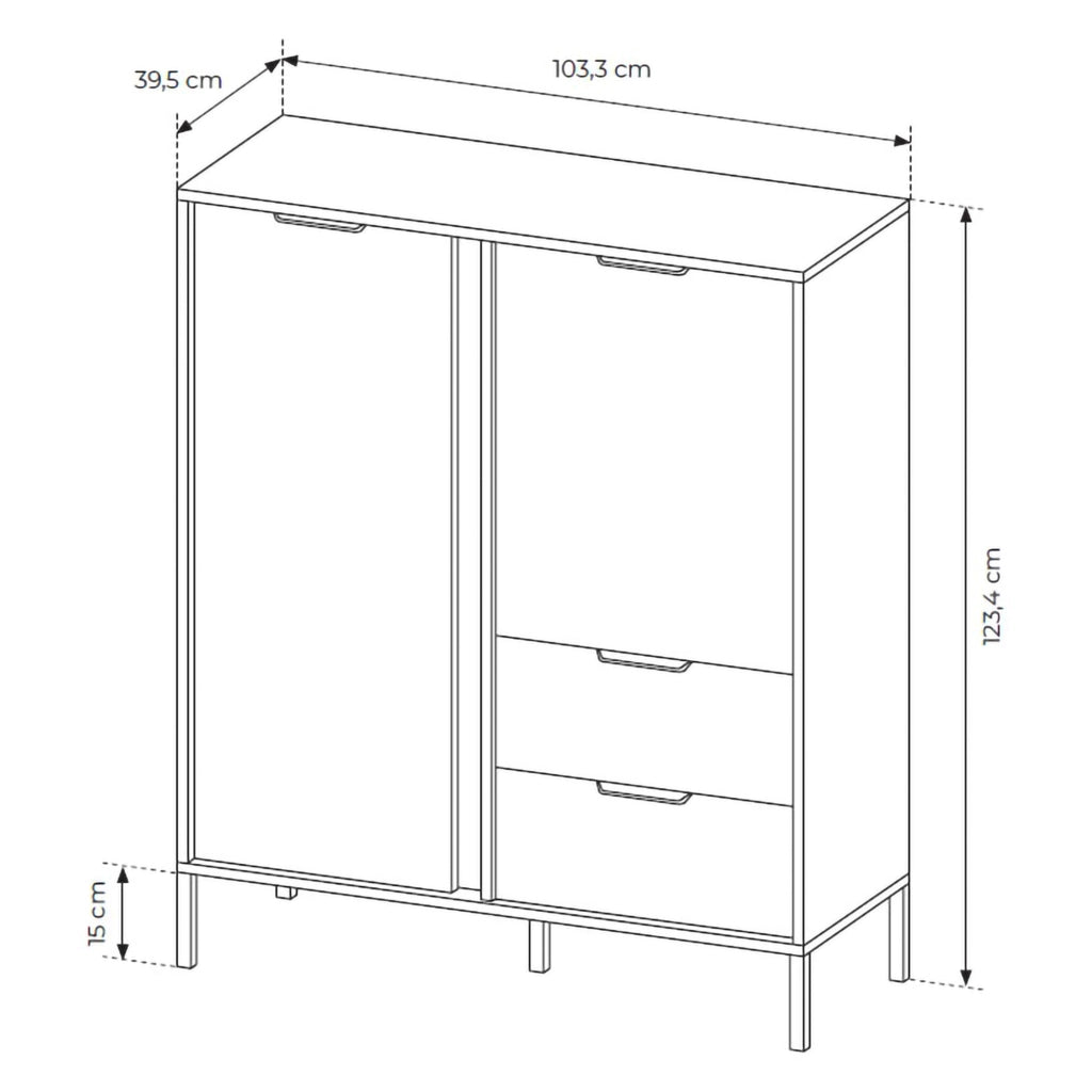 Madia Hameno, Credenza 2 Cassetti, 103x40x123h cm Nero Antracite