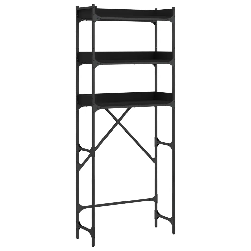 Scaffale per Lavatrice Nero 67x25x163 cm in Legno Multistrato 838978