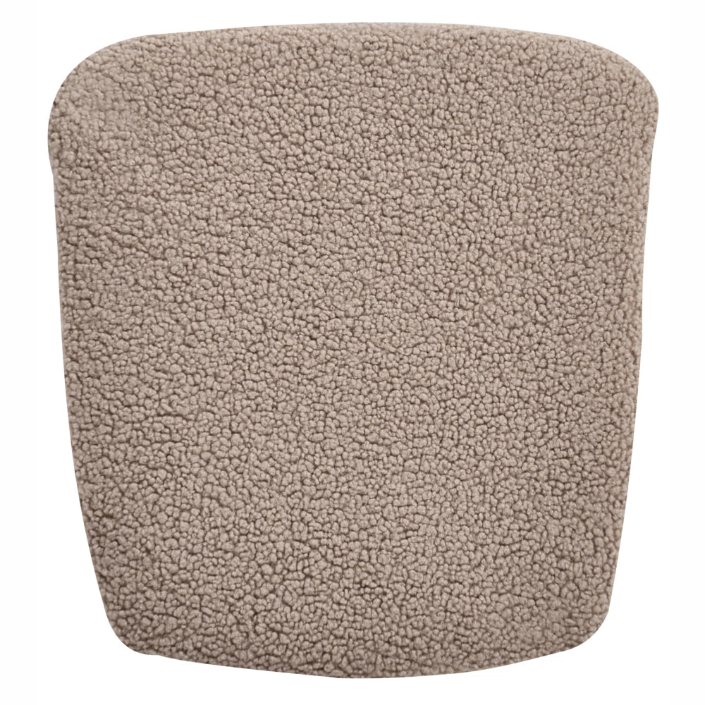 Sedia a dondolo Tessuto bouclé tortora Rivestimento in legno Gambe Pattini Nursery Soggiorno Cottage Scandinavo