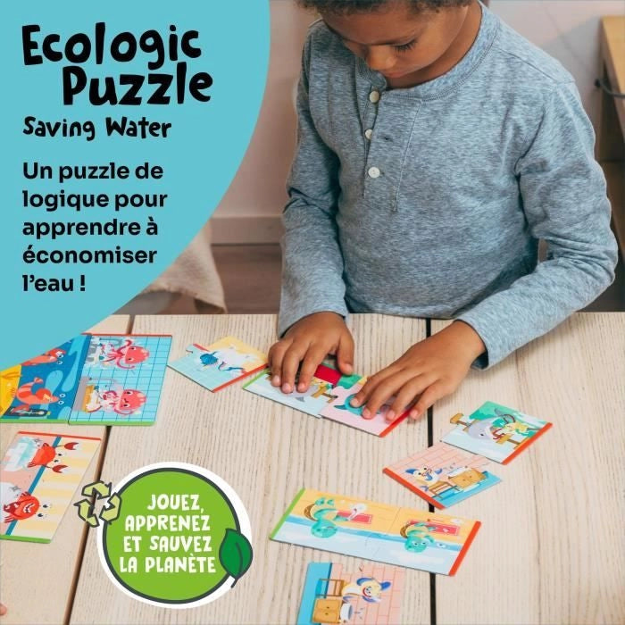 Giochi educativi - GEOMAG - Puzzle ecologico per il risparmio idrico - Mini puzzle educativi - Conservazione dell'acqua