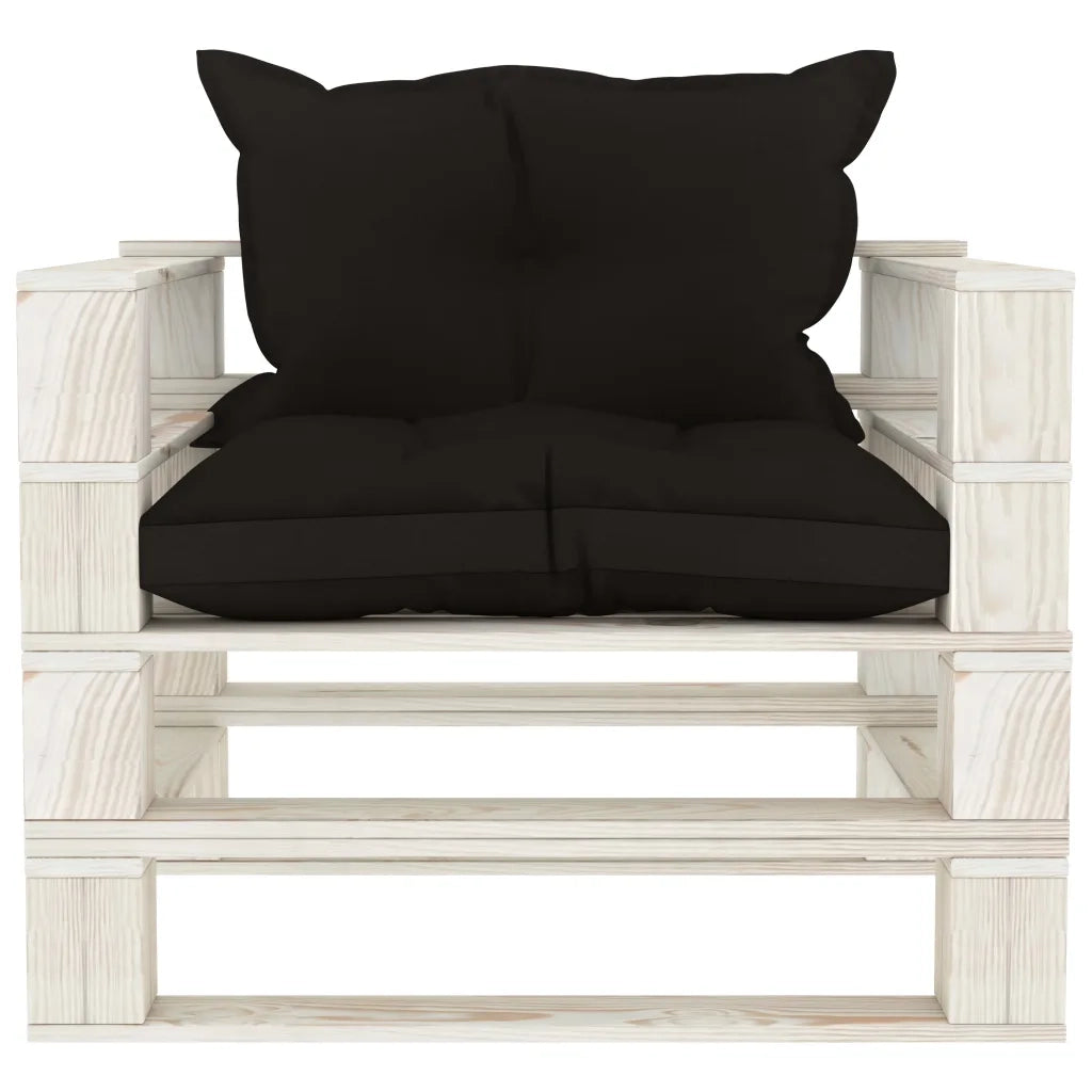 Poltrona da Giardino Pallet con Cuscini Neri in Legno 3052348