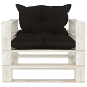 Poltrona da Giardino Pallet con Cuscini Neri in Legno 3052348