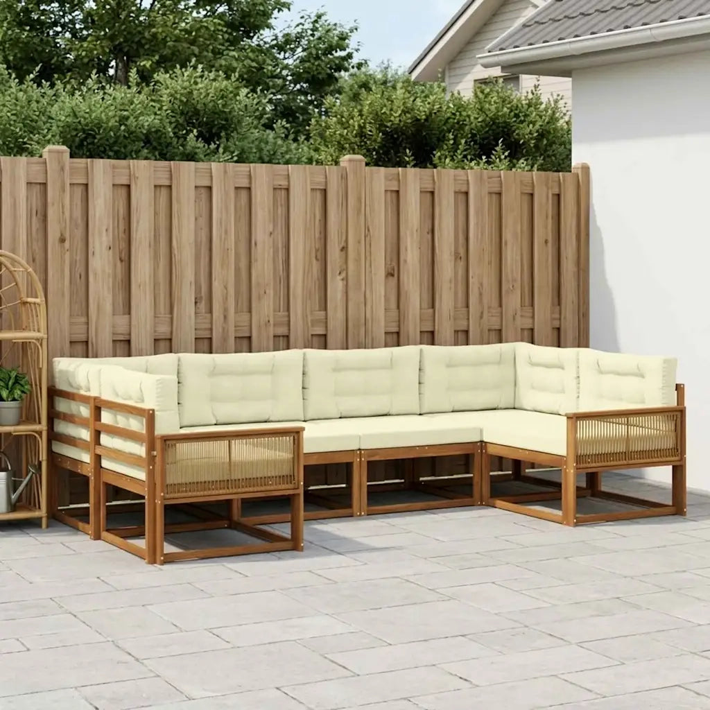 Set di divani da esterno con cuscino 6 pcs Naturale e Crema