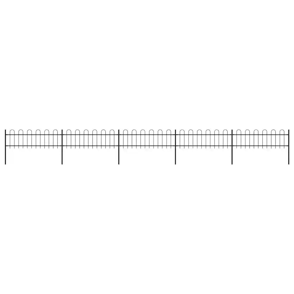 Recinzione da Giardino | Recinzione da cortile con Parte Superiore ad Anello in Acciaio 892,5x60 cm Nero