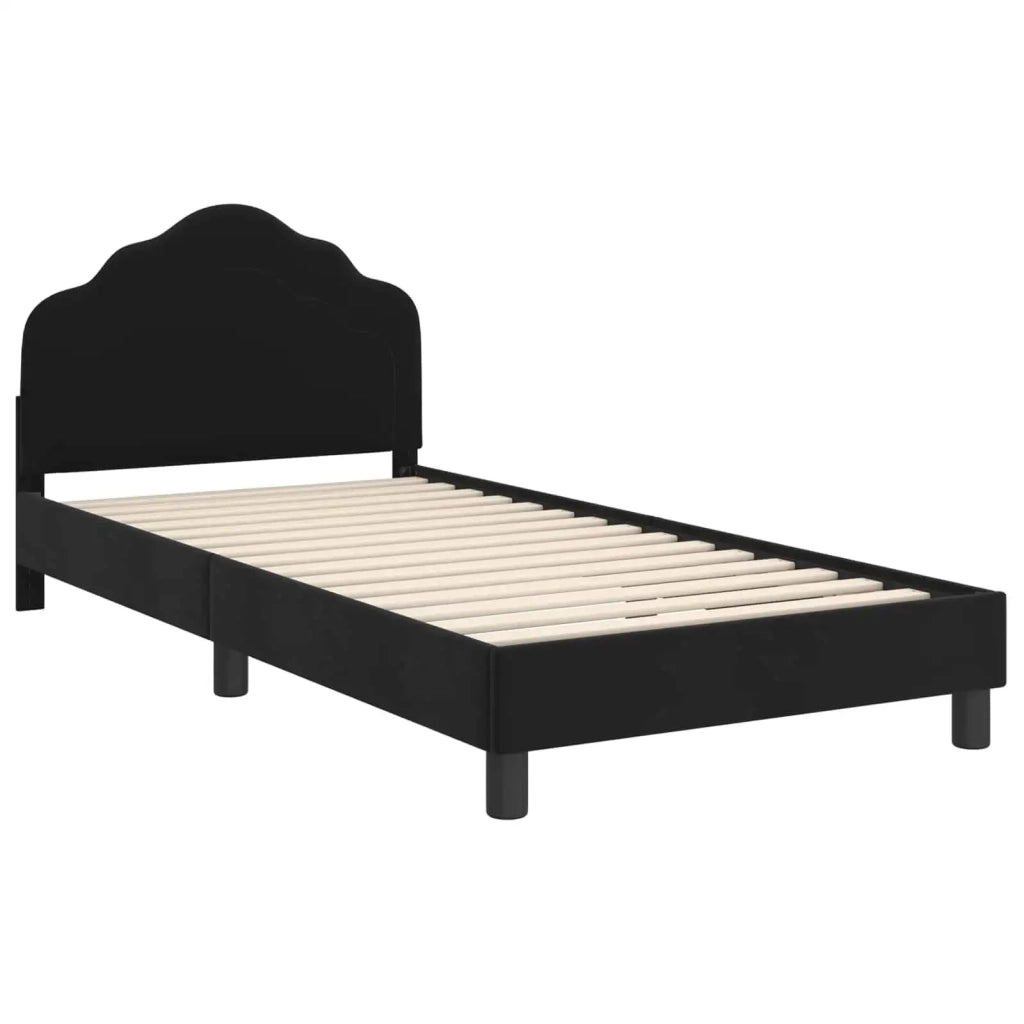 Struttura letto Bambini | Letto Infantile | Lettino con testata Nero 80 x 200 cm Velluto