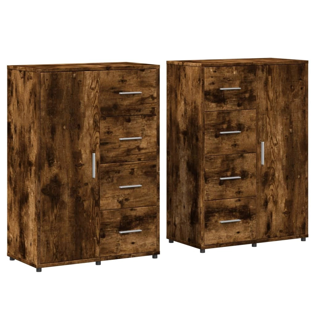 Buffet credenza cassettiera armadio mobile contenitore organizer per cucina soggiorno salotto set da 2 60 x 31 x 84 cm legno ingegnerizzato marrone 02_0036742