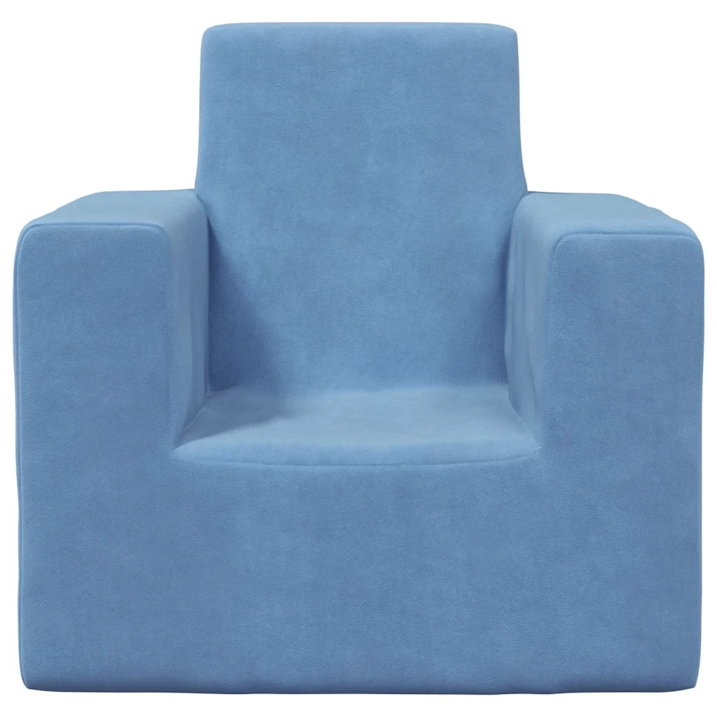 Divano per Bambini-Sofa-Divanetto Blu in Morbido Peluche 841837
