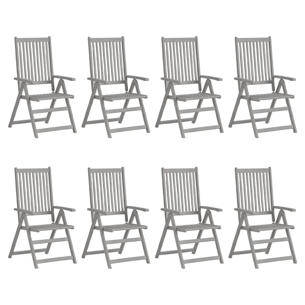 Sedie Giardino Reclinabili 8pz Cuscini Massello Acacia Grigio 3075155