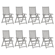Sedie Giardino Reclinabili 8pz Cuscini Massello Acacia Grigio 3075155