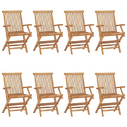 Sedie da Giardino con Cuscini Verdi 8 pz in Massello di Teak 3072909