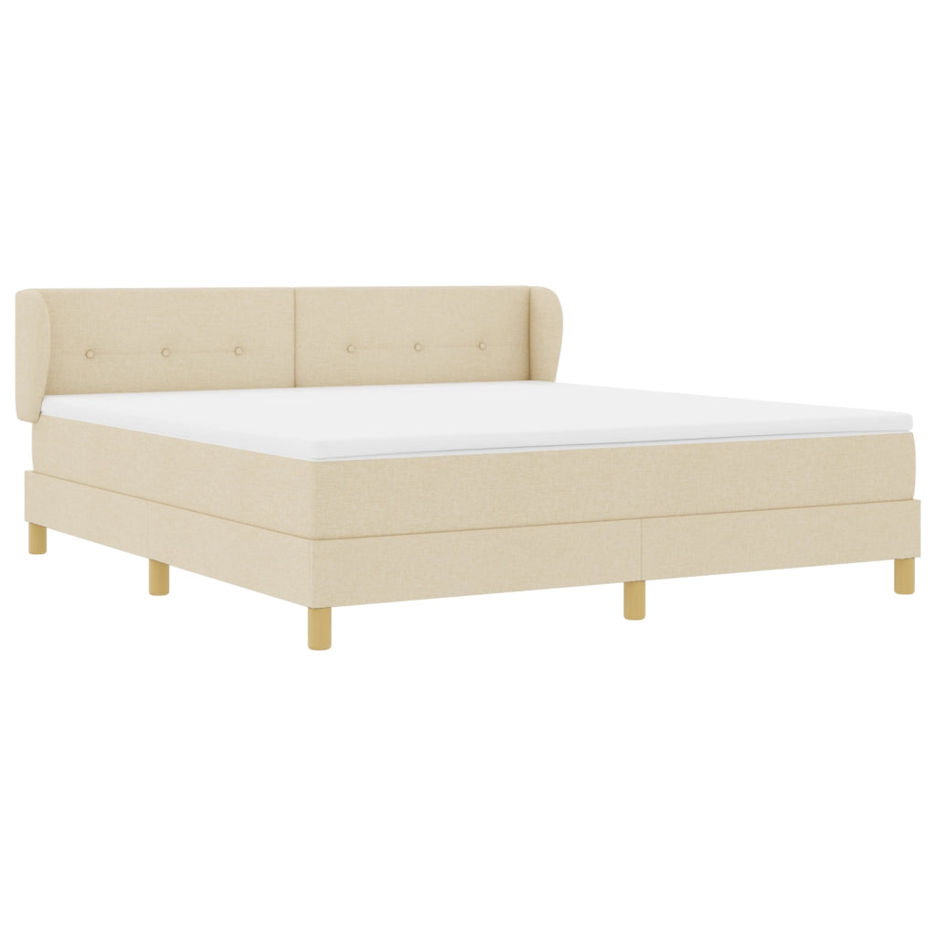 Letto Box Spring  con Materasso in Panna, 180x200 cm, Tessuto