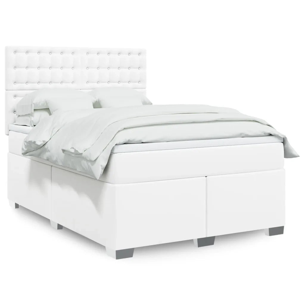 Giroletto a Molle con Materasso Bianco 160x200 cm in Similpelle