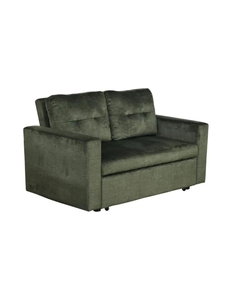 Divano PRESTO convertibile 2 posti in velluto - Verde scuro - 142 x 82 x 86 cm