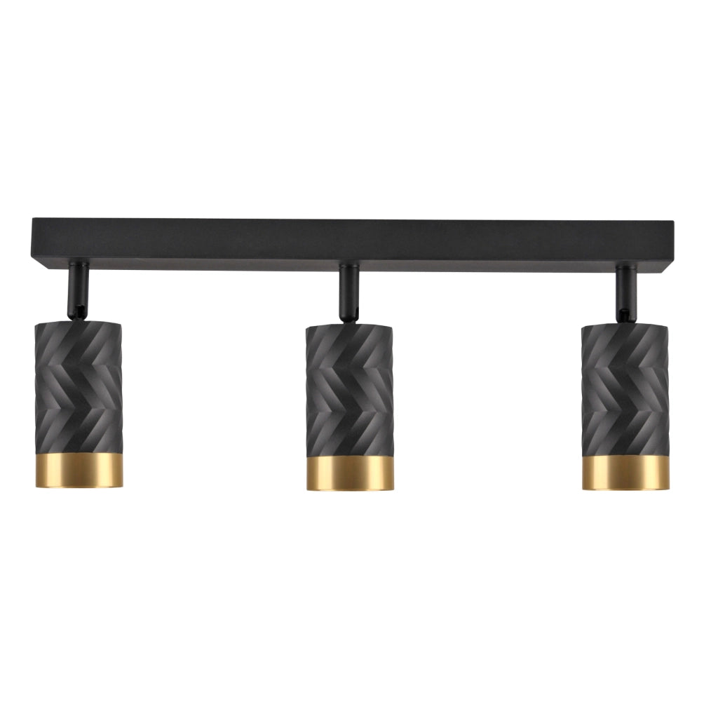 Applique/Plafoniera 3 faretti nero oro GU10 Arras Polux