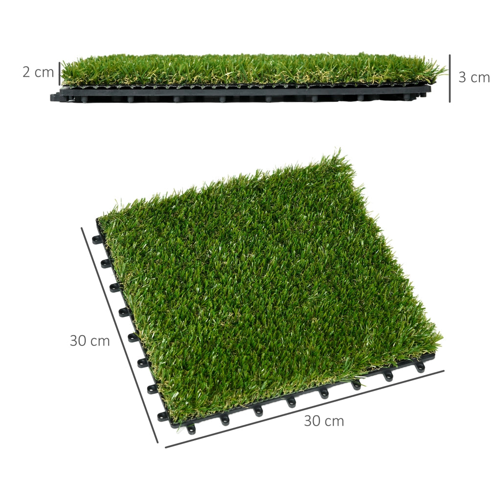 Tappeto erba sintetica 10 pezzi ¨C Zephmum ¨C Verde scuro 20mm 30x30cm