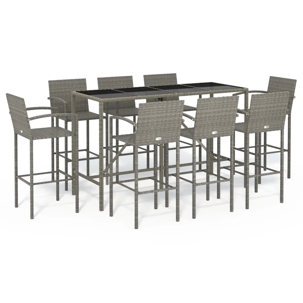 Set da Bar da Giardino 9pz Grigio in Polyrattan 3187661