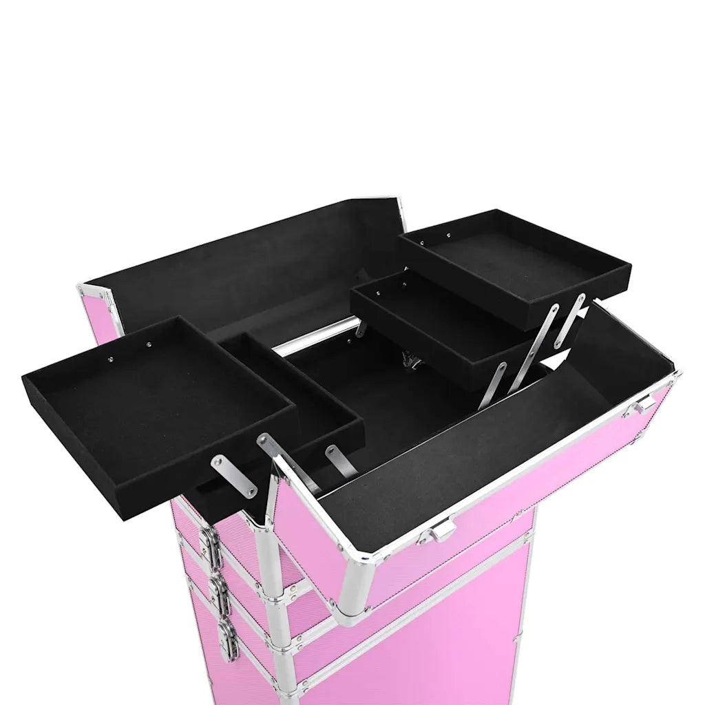 Valigia Trolley per Cosmetici Alluminio Rosa CFW1242455
