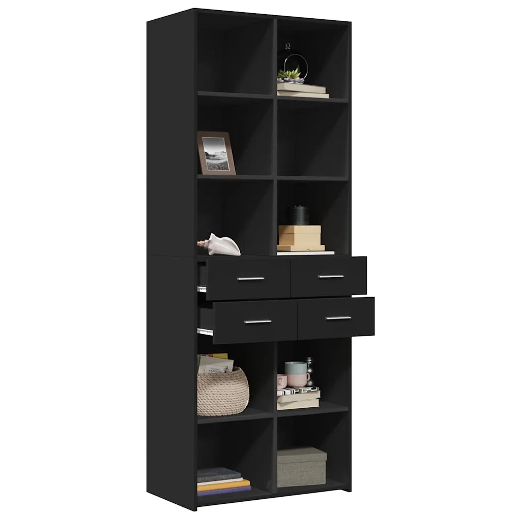 Credenza | Madia | Buffet da pranzo | Armadio da pranzo Nera 70x42,5x185 cm in Legno Multistrato