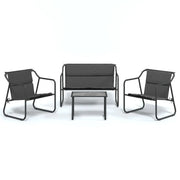 Set Salotto da Giardino 4 pz | Set di Mobili da Esterno con Cuscini in Acciaio Antracite