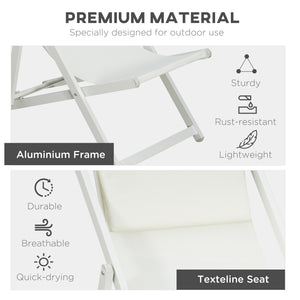 Set 2 Sedie Sdraio 96,5x58x91,5 cm in Alluminio Beige