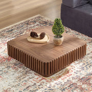 Tavolino quadrato in noce 80x80 cm con cornice in legno massello