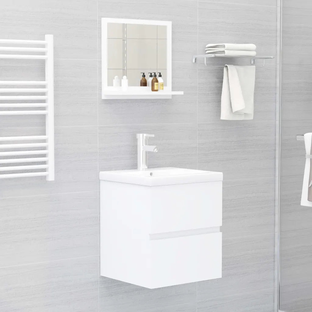 Specchio da Bagno | Specchio decorativo Bianco 40x10,5x37 cm in Legno Multistrato