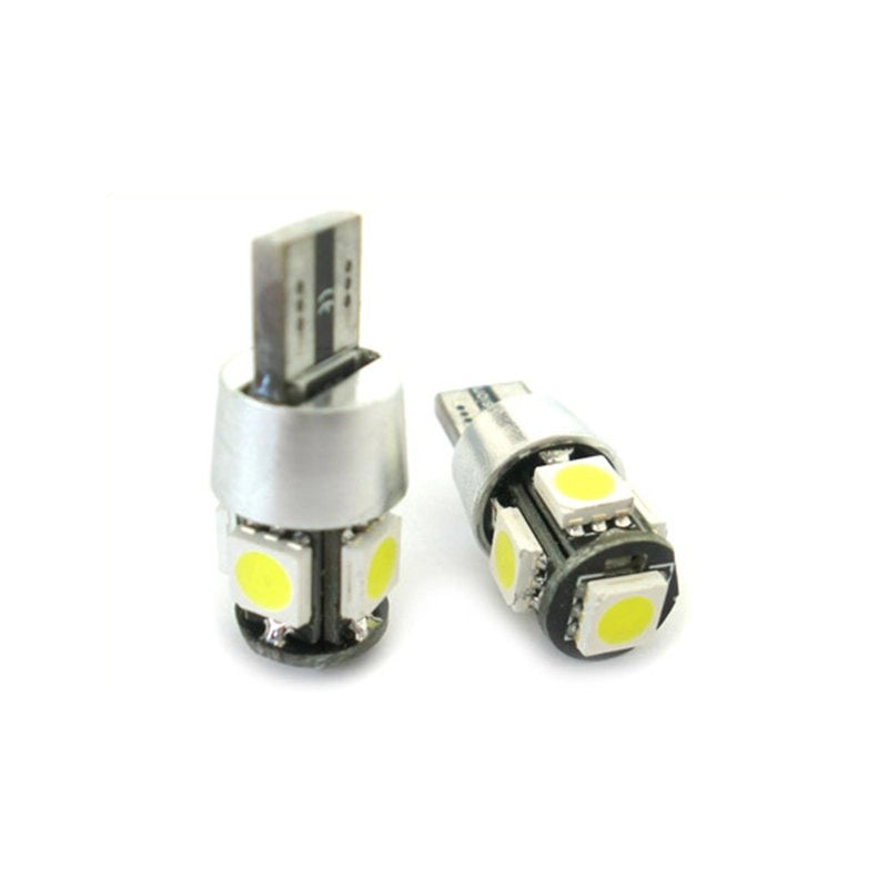 Lampada Led Canbus T10 W5W Luci di Posizione 12V 5 Smd Bianco No Errore New Con Resistenza