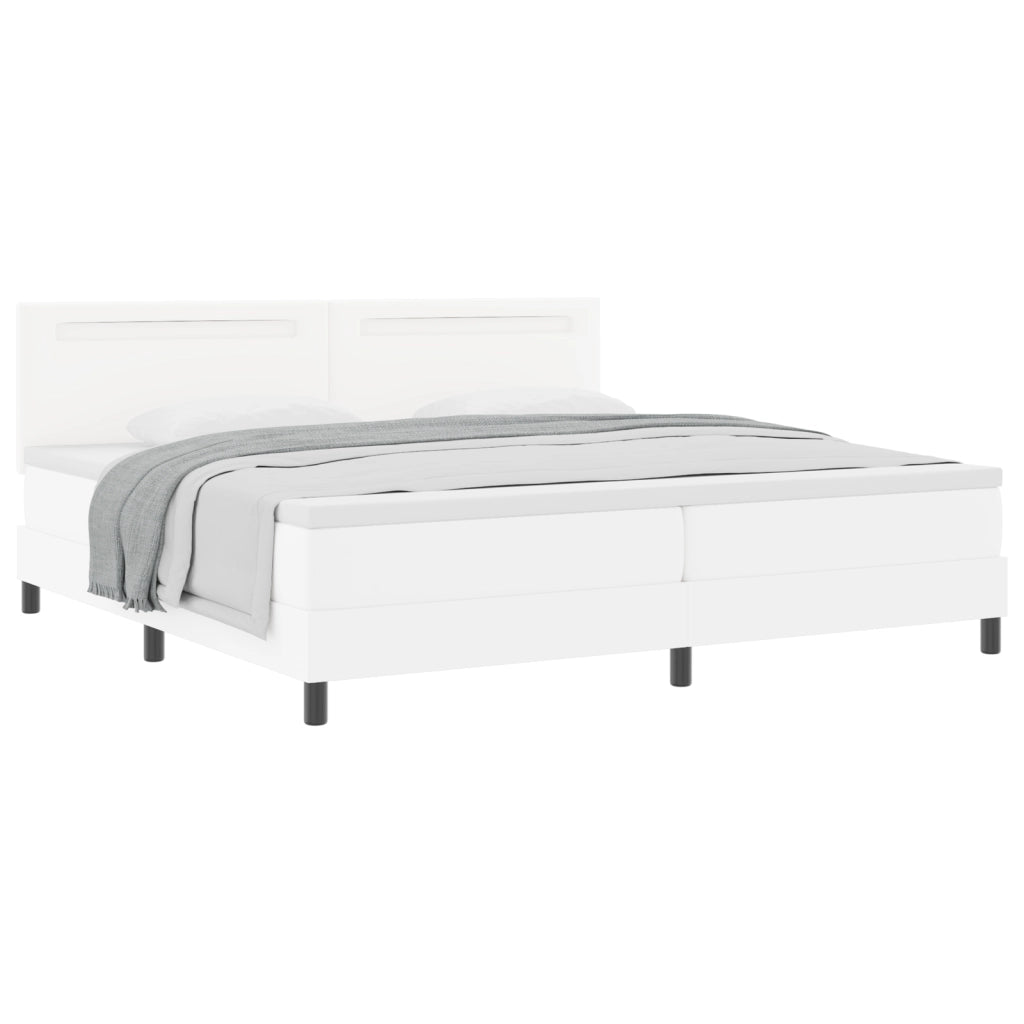 Letto Box Spring  con Materasso Bianco 200x200 cm in Pelle Sintetica
