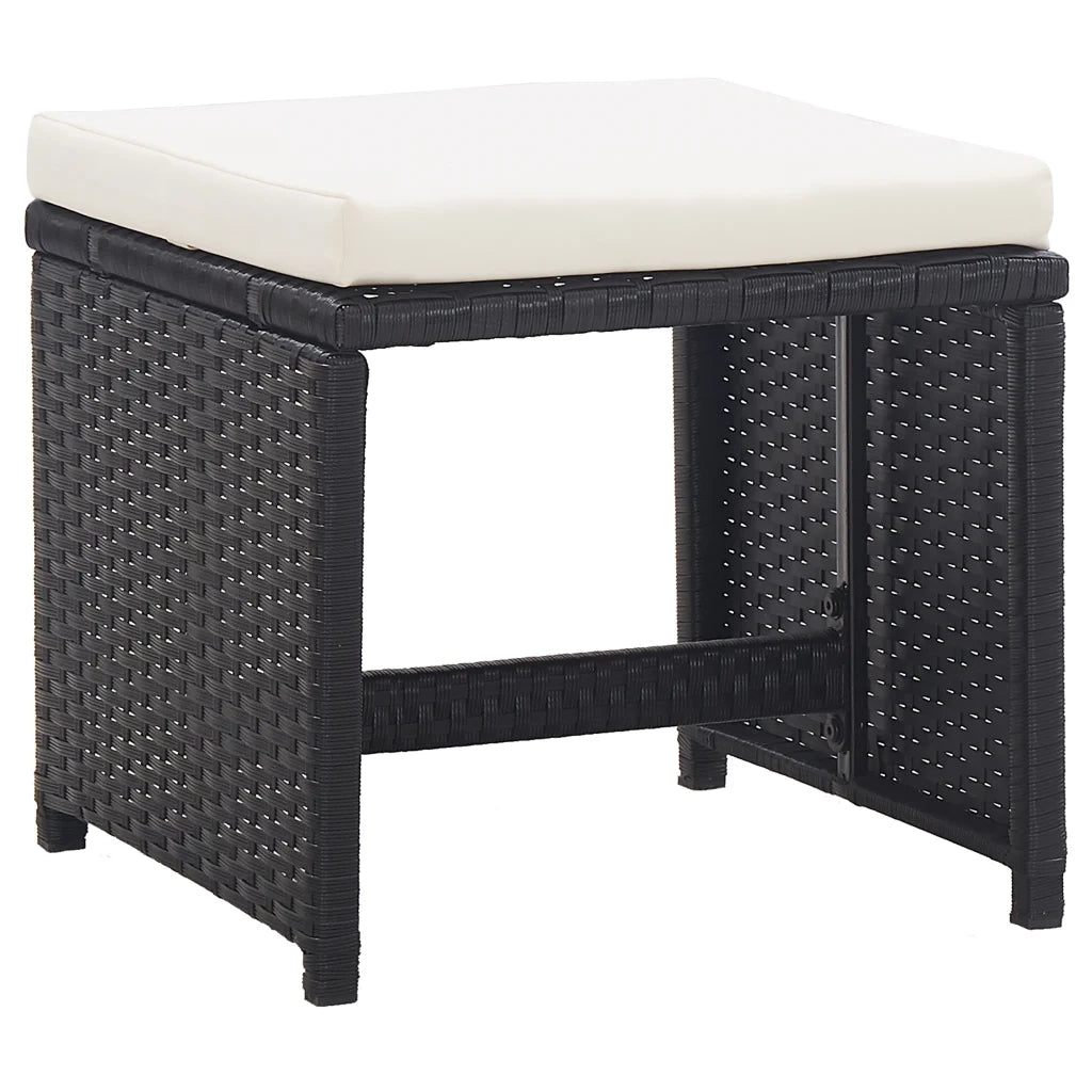 Sgabelli da Giardino 2 pz con Cuscini in Polyrattan Nero CFW8210022