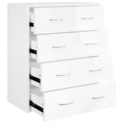 Credenza | Madia | Buffet da pranzo | Armadio da pranzo con 4 Cassetti 60x30,5x71 cm Bianco lucido