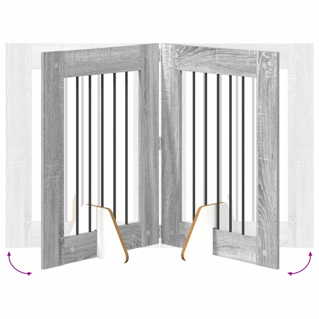 Cancello per cani con supporti 4 pz Grigio Sonoma 60 x 80 cm CFW8878117
