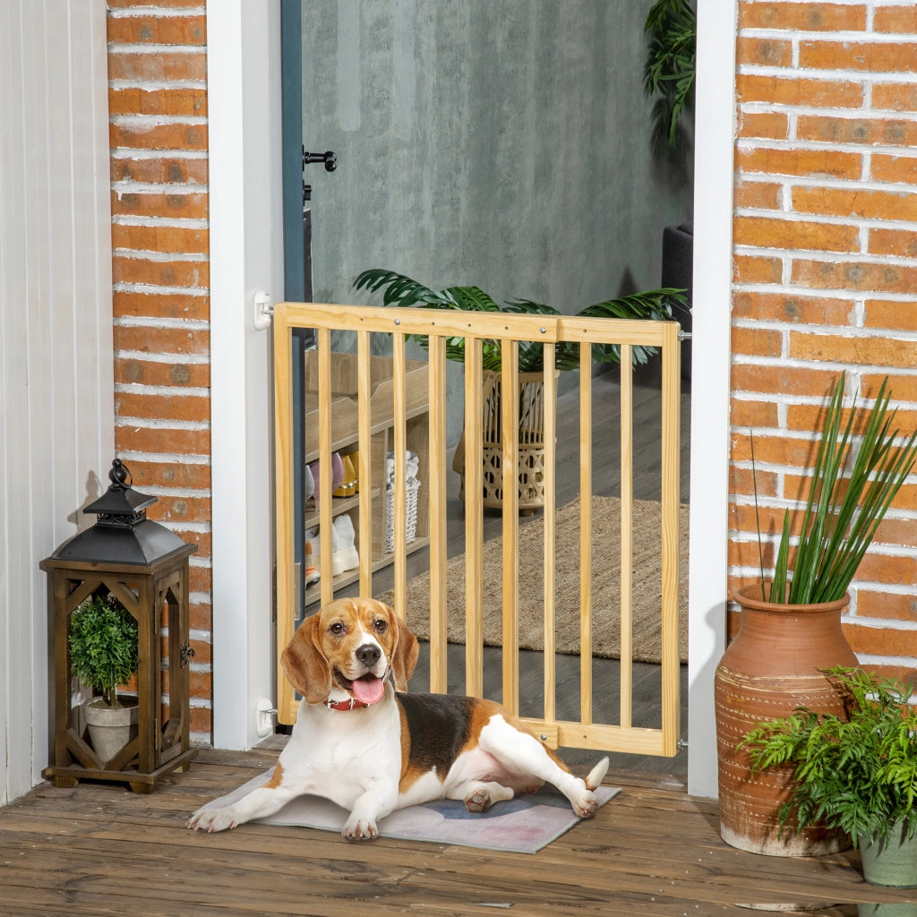 Easycomfort Cancellino per Cani Taglia Piccola e Media in Legno di Pino, Cancelletto Estensibile a 2 Pannelli, 60.5-102x73 cm