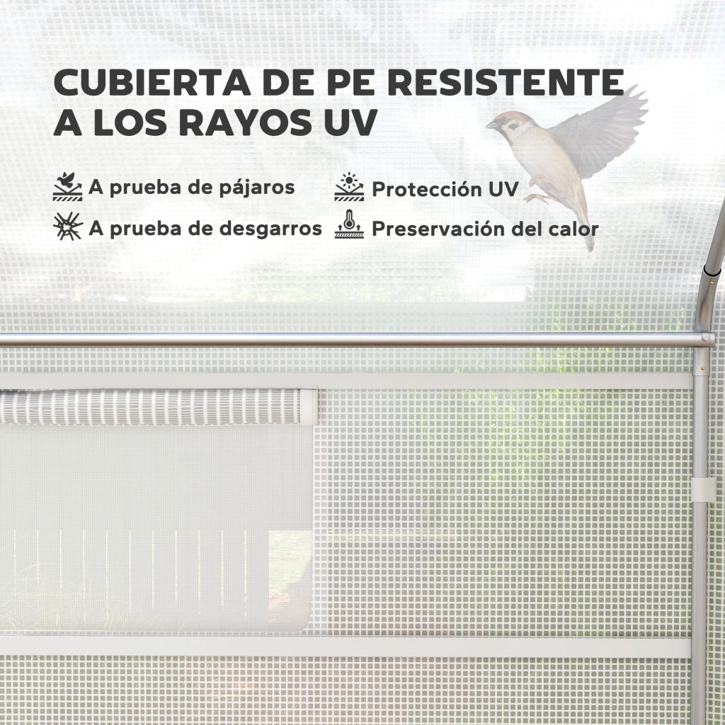 Serra Tunnel 4x3x2 m con 2 Finestre e Porta ¨C zephmum ¨C Bianco