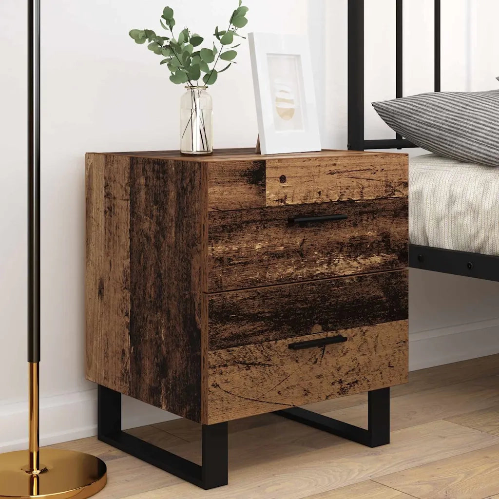 Armadio da Notte 2 pcs Legno Antico e Nero 40 x 35 x 47,5 cm