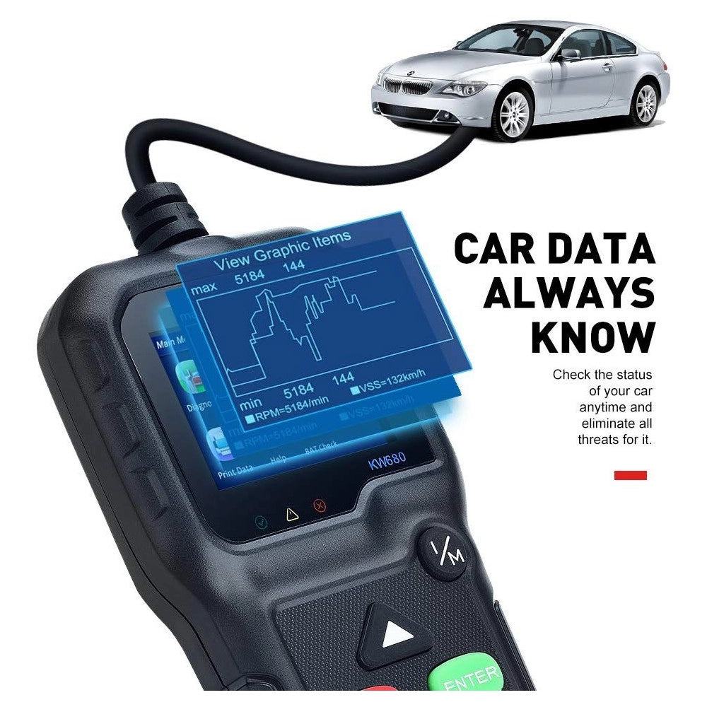 Trade Shop - Lettore Obd Konnwei Kw680 Scanner Codici Auto Diagnostica Tester Analisi Obd2ii -