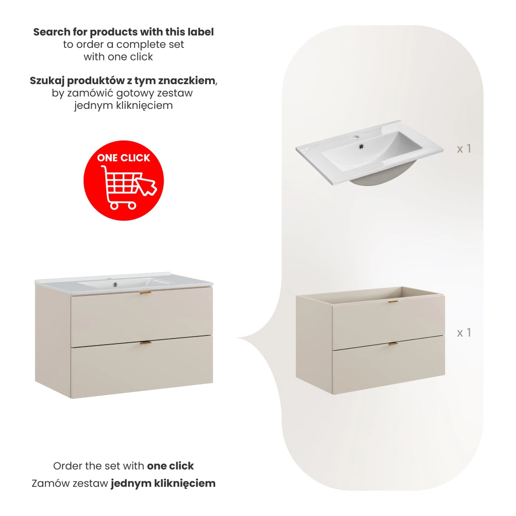 Set mobili bagno 80 cm con lavabo per mobile Lava Dalia Cashmere 80 x 1401 x 46 cm